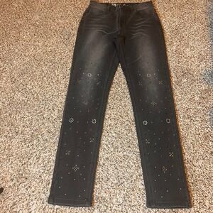 D2G Diane Gilman Studded Jeans Black‎ Wash Embellished Women's Size 4